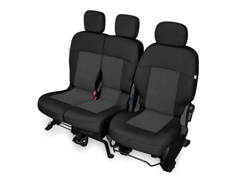 Tapițerie Kegel Tailor Made potrivită pentru scaunele simple + duble pe Peugeot Partner, Citroen Berlingo 2008-2019, negre cu model Promoție