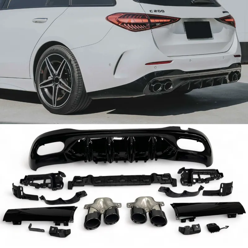 Super ofertă Premium Diffusor + Exhaust Tips (BLACK) pentru Mercedes W206 S206