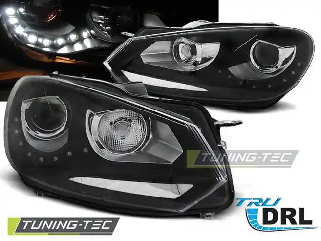 Livrare expres FARURI TRUE DRL BLACK pentru VW GOLF 6 10.2008-2012