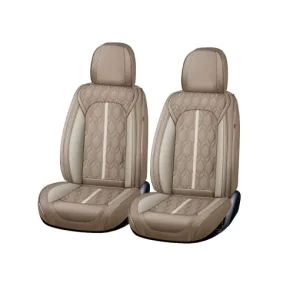 Huse auto premium 5 locuri Carguard Deluxe piele ecologica perforata - maro deschis - crem Mai ieftin