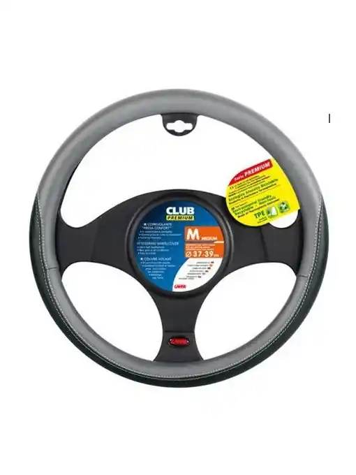 Pachet Husa volan CLUB marimea 37-39 cm, negru cu gri, Lampa Transport gratuit