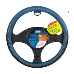 Premium Husa volan Club marimea M, 37-39 cm, negru cu albastru, Lampa