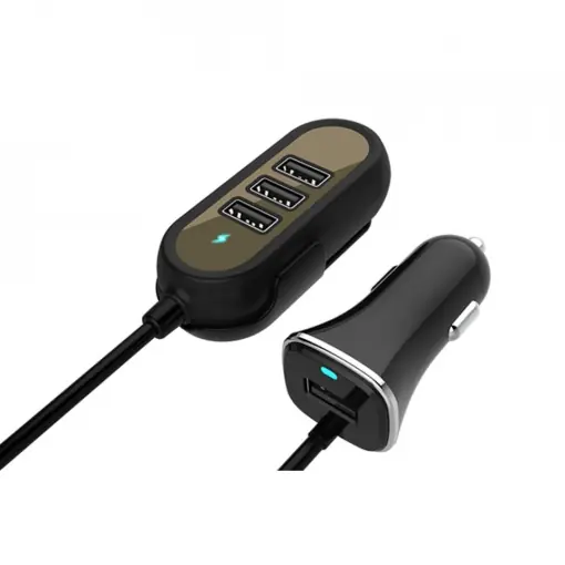 Calitate înaltă Incarcator auto 4XUSB 5.8A (2.4A fata SI 3.4A spate) cu extensie 1.4M