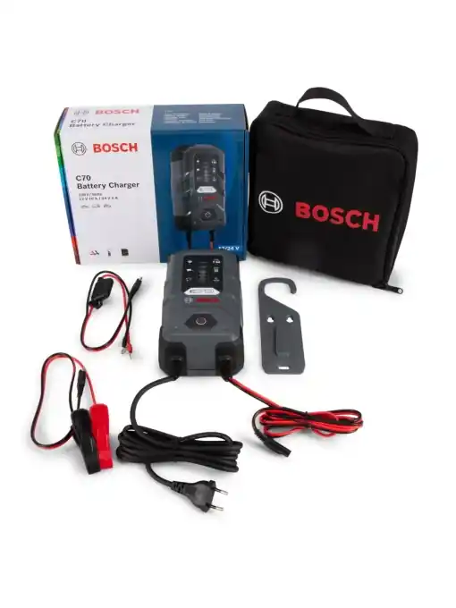 Încărcător baterii auto Bosch C70 (0 189 911 070) – 12 V / 24 V, 10 A, protecție inteligentă la supraîncărcare Comandă acum