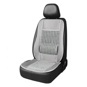 Cumpărături sigure Husa scaun auto cu bile de masaj si suport lombar, dimensiuni 110 x 46 cm, culoare Gri