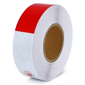 Cel mai bun preț Banda reflectorizanta adeziva tip fagure - ALB-ROSU (rola 5cm x 25m)