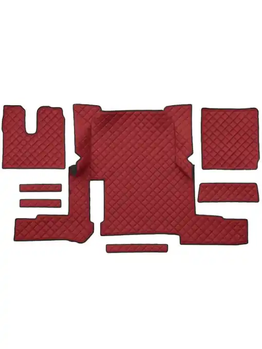 Retur gratuit Set 7 covorase camion F-Core, Piele-ECO, pentru MAN TGX, transmisie automata, 1 sertar, Rosu