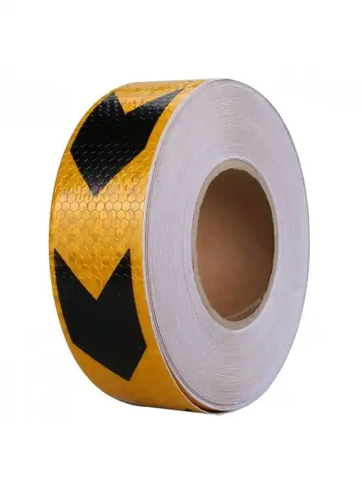 Banda reflectorizanta adeziva tip fagure - SAGEATA NEGRU-GALBEN (rola 5cm x 25m) Livrare rapidă