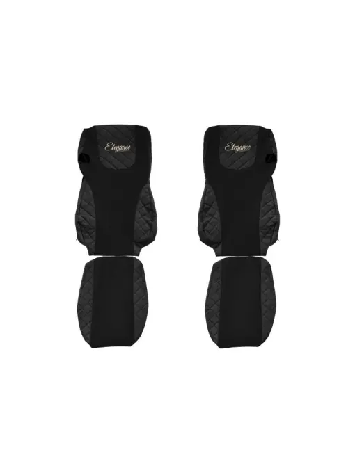 Huse pentru Scaune Elegance - Negru, Eco-piele / Velours, Euro 6, Compatibile DAF Promoție