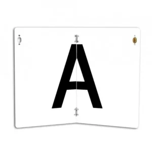 Retur ușor Placa pliabila insemn A, HICO TWY069, 400 x 300 mm, aluminiu, vertical, alb-negru