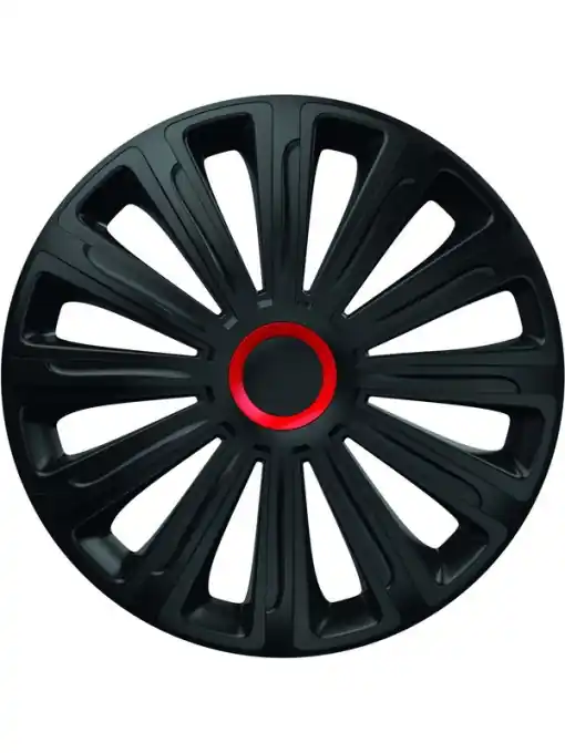 Set Capace Roti 15` Negre Cu Inel Rosu Trend Premium