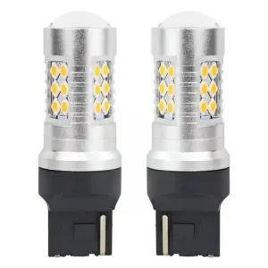 Set becuri auto cu LED CANBUS, 3030, 24SMD, T20, 7440, WY21W, Portocaliu, 12V / 24V Transport gratuit