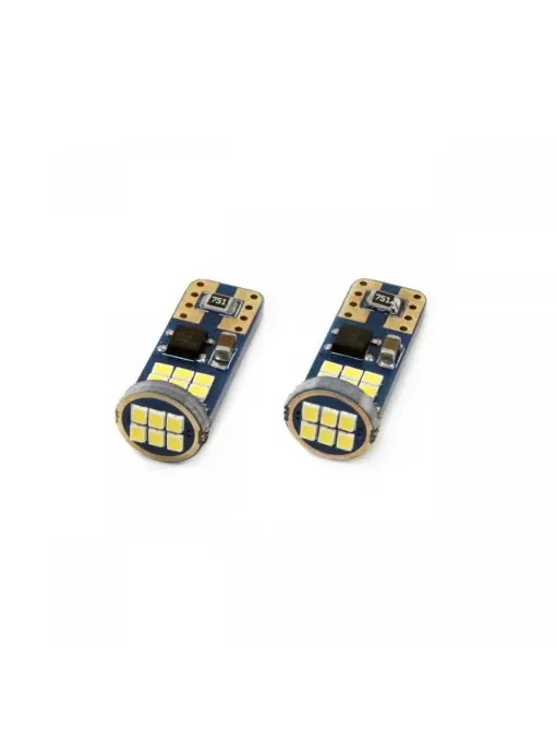 Plată sigură Set becuri auto cu LED CANBUS UltraBright T10e W5W 18 SMD Alb 12V/24V