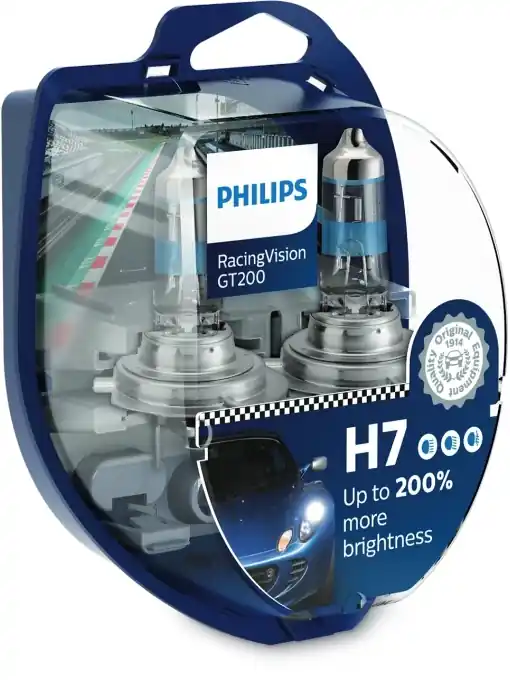 Bec Halogen Philips H7 RacingVision GT200 12V 55W PX26d - Set 2 Buc Plată securizată