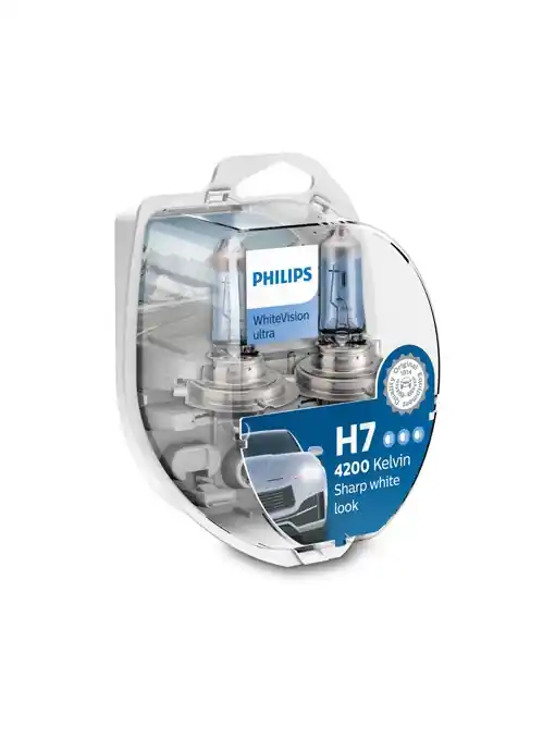 Set 2 Becuri Far H7/W5W Px26D 55W 12V White Vision Ultra Philips Ofertă specială
