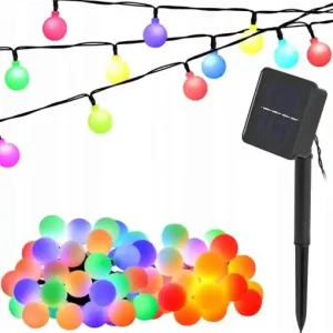 Reduceri Ghirlanda Magica Luminoasa de exterior cu 50 LED-uri Multicolore, 8 functii si Panou Solar, lungime 6,7 m