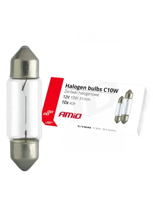 Set 10 becuri cu halogen C10W Festoon, 31mm, 12V Chilipir