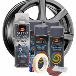 Retur gratuit Kit complet reparatie si vopsire jante culoare Gri Inchis, V4