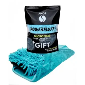 Cumpără acum Prosop albastru microfibra ultra absorbant AMOS Powerfluff 1000 GSM 60*80cm + manusa CADOU