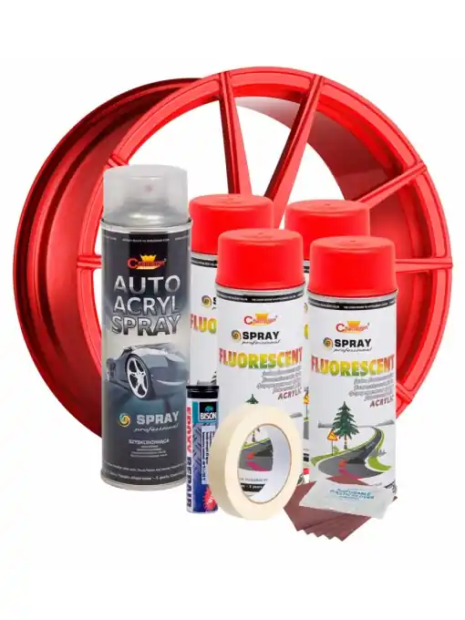 Kit complet reparatie si vopsire jante culoare Rosu Fluorescent, V4 Comandă acum