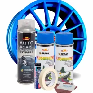 Reducere extra Kit complet reparatie si vopsire jante culoare Albastru Fluorescent, V2