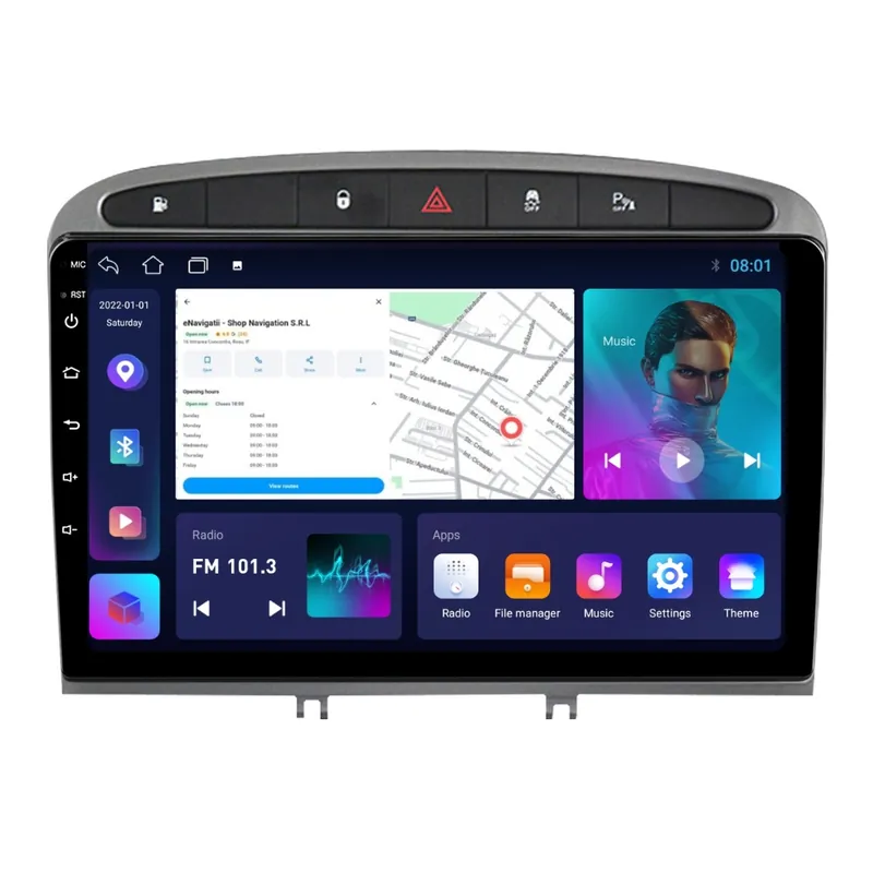 Nu rata Navigatie Peugeot 308 I (2007-2013) cu Android, 1GB RAM, 16 GB, Ecran IPS 9" 1024 x 600, WiFi, Bluetooth, suport camera DVR