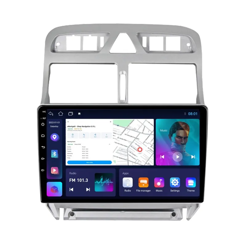Navigatie Peugeot 307 (2000-2013) cu Android, 1GB RAM, 16 GB, Ecran IPS 9" 1024 x 600, WiFi, Bluetooth, suport camera DVR Livrare rapidă