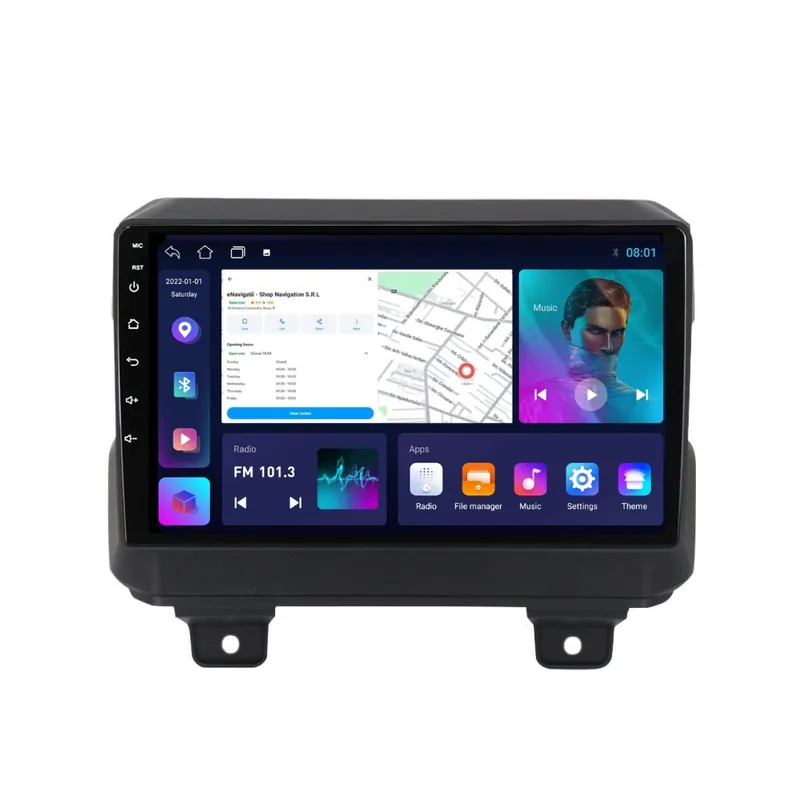 Comandă acum Navigatie Jeep Wrangler IV (dupa 2018) cu Android, 1GB RAM, 16 GB, Ecran IPS 9" 1024 x 600, WiFi, Bluetooth, suport camera DVR