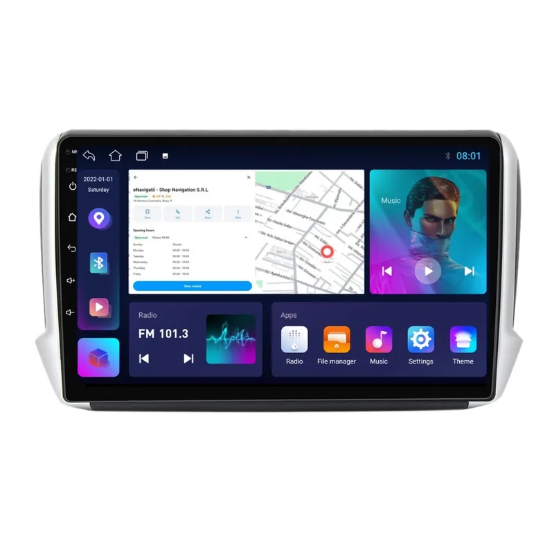 Navigatie Peugeot 208 I (2012-2019) cu Android, 2GB RAM, 32 GB, Ecran IPS 9" 1280 x 720, CarPlay & Android Auto, WiFi, Bluetooth, suport camera DVR Transport gratuit