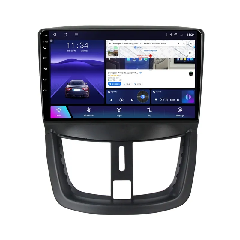 Navigatie Peugeot 207 (2006-2015) cu Android, 2GB RAM, 32GB ROM, Ecran 9" Touchscreen, CarPlay, SIM 4G Expediere rapidă