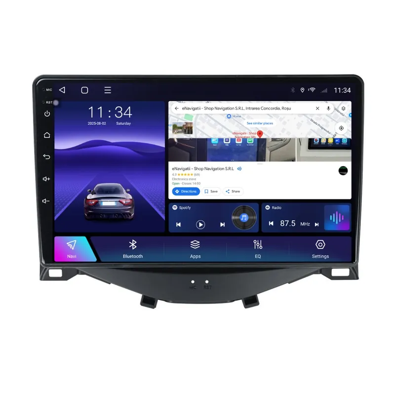Plată securizată Navigatie Peugeot 108 (2014-2022) cu Android, 4GB RAM, 64GB ROM, Ecran QLED 9" Touchscreen, CarPlay Wireless, DSP