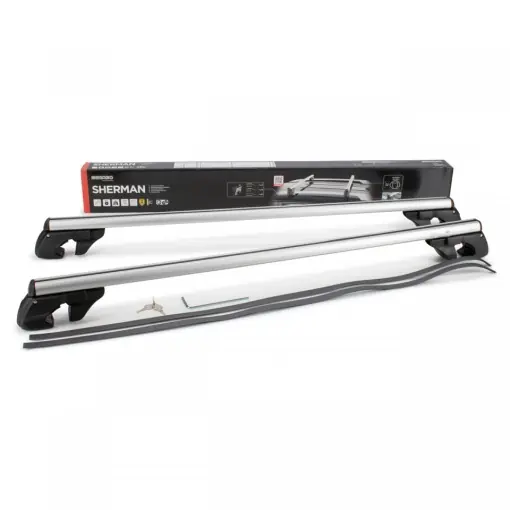 Bare transversale Menabo Sherman Silver pentru BMW Serie 3 (E46/3) Touring 1999-2005,sistem prindere pe bare longitudinale Ofertă limitată