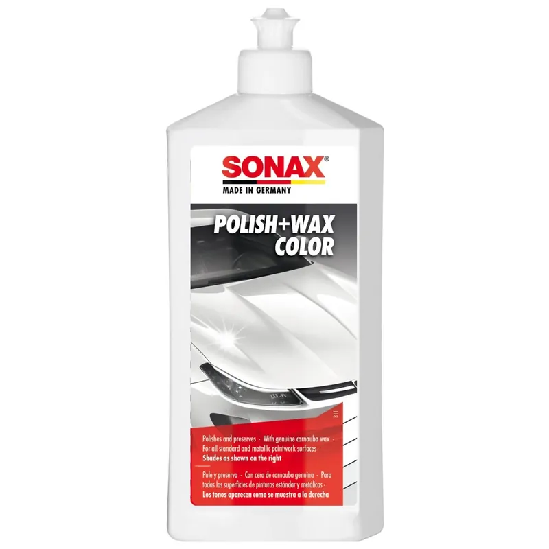 Ceara auto, pentru suprafete vopsite alb, Sonax Polish + Wax Color, 500 ml Cel mai vândut