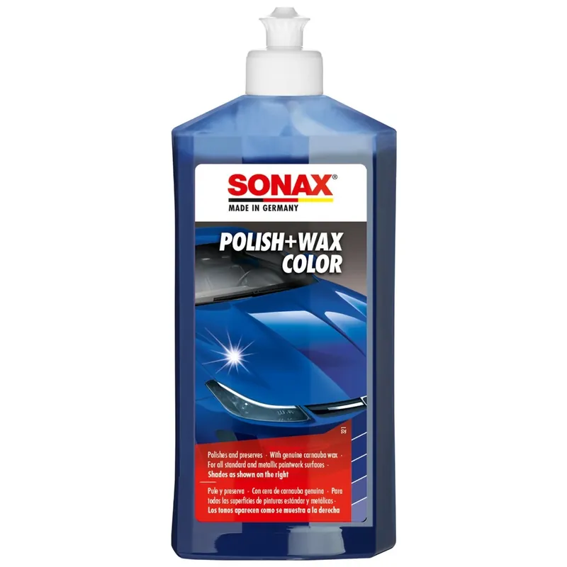 Ceara auto, pentru suprafete vopsite albastru, Sonax Polish + Wax Color, 500 ml Reducere