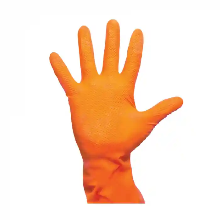 Manusi nitril antialunecare texturate AMPri Solid Safety High Grip Orange portocalii, cutie 50buc Ofertă specială