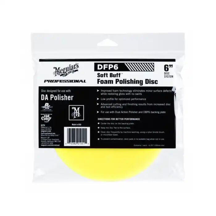 Burete polish mediu orbitala Meguiar's Soft Buff DA Foam Polishing Disc, galben, 152mm Ofertă