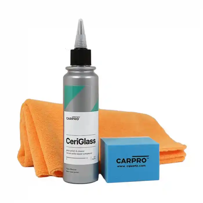 Kit polish sticla CarPro CeriGlass Glass Polish & Cleaner, 150ml Preț mic