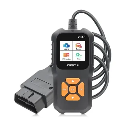 Tester diagnoza auto Techstar® V318, Citire/Stergere coduri de eroare, LCD, Scaner baterie/sistem de încărcare, Test Citire/Ștergere coduri ABS, Vizualizare date live Retur ușor