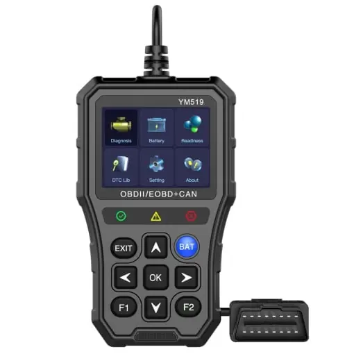 Tester auto de diagnoza OBD2 Techstar YM519, Resetare erori, Test baterie, Scanare coduri eroare motor, Citire parametri live, Ecran color 2.8”, Protectie supratensiune, Multilingv Reducere specială