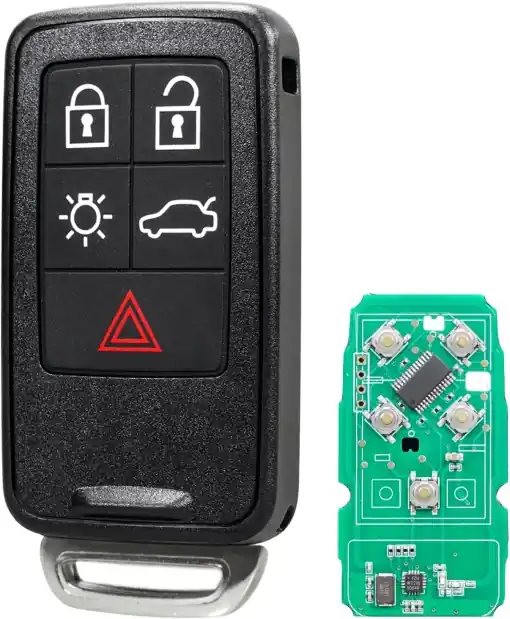 Promoție Cheie Auto Programabila Completa 433MHz, Techstar, cu 5 butoane si Cip ID46, Compatibila Volvo S60, V60, V70, XC60, XC70, S80, V40, FCCID: KR55WK49264, cu electronica si lama netaiata