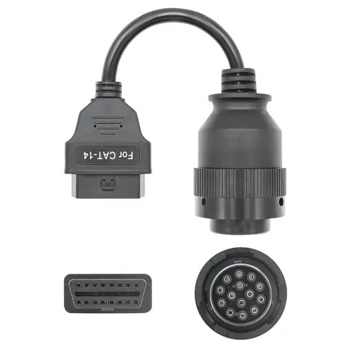 Cablu adaptor Catterpillar CAT-14 pin Deutsch femela → OBD-II 16 pin femela pentru utilaje grele, excavatoare, generatoare si incarcatoare Reducere specială