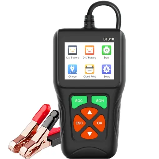 Tester baterii auto Techstar BT310, 12V/24V, afisaj color 2.8", test CCA, SOC/SOH, rezistenta interna, test incarcare, tipuri AGM/GEL/EFB, Cloud Print Livrare gratuită
