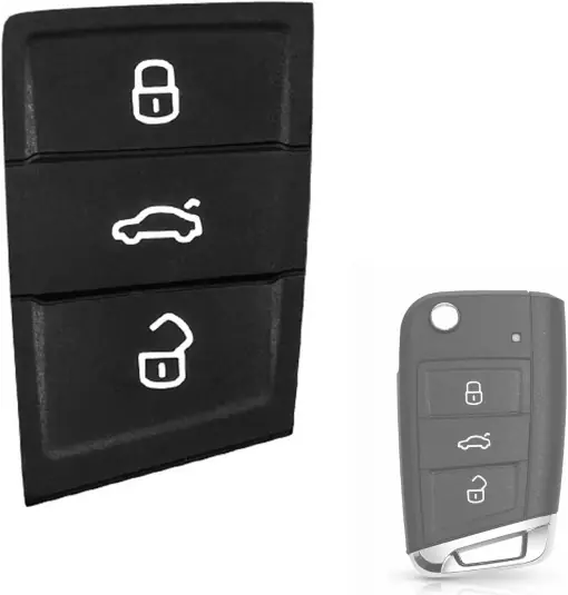 Noutate Membrana Cauciuc Butoane Cheie Auto VW Golf 7, Polo, Seat Leon, Ibiza, Ateca, Skoda Kodiaq, Karoq, Fabia – Pad Cheie 3 Butoane Compatibil Modele VAG
