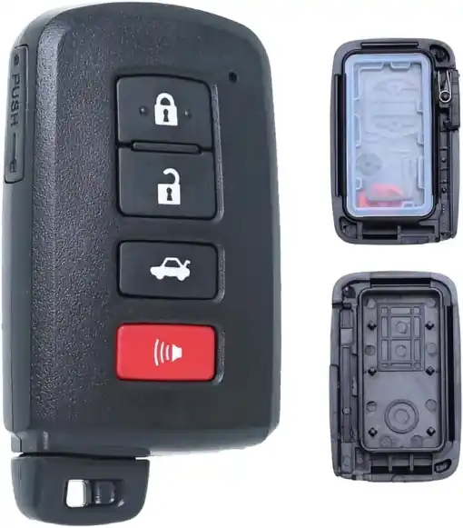 Ofertă specială Carcasa Cheie Auto Techstar cu 4 butoane, Compatibila Toyota Camry, Corolla, RAV4, Highlander, Avalon – FCC HYQ14FBA – cu lama netaiata