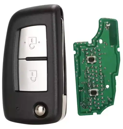 Cheie auto completa cu telecomanda Techstar compatibila cu Nissan Qashqai J11, Pulsar C13, Juke F15, X-Trail T32, Micra, 2 butoane, 433 MHz, 4A PCF7952E, CWTWB1G767 Popular